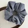Scrunchie Listrado de Tecido Retro Simples Coreano Elástico Alto Elegante Prendedor de Rabo de Cavalo Grande Acessório de Cabelo