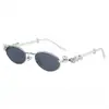 Gafas de sol con etiqueta de caja personalizada, Monturas de metal ovaladas personalizadas incrustadas con diamantes, Gafas de montura pequeña, Material de montura personalizado, Caja de regalo personalizada