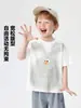 Camiseta de Verão Masculina Estilo Europeu Direita Roupas Infantis Crianças Pequenas 2026 Novo Modelo Manga Meia Manga Roupas de Verão