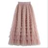 Saia de Bolo de Malha Multicamadas para Mulheres Nova Coleção Primavera e Outono 2026 Cintura Alta Emagrecedora Comprimento Médio Saia Longa