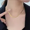 Colar de corrente com lâmina de aço titânio 3mm corrente osso de cobra dourada personalidade Coringa joias acessórios de corrente lisa atacado DIY