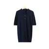 Suéter tipo polo de punto fino 100% lana para hombre, hombro normal, manga corta, suéter versátil para hombre, novedad otoño 2026