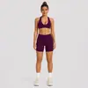 Conjunto de Fitness: Sutiã de Yoga Transfronteiriço Sem Costura com Lindo Design nas Costas, Sutiã Esportivo de Gola Halter, Shorts de Yoga de Cintura Alta Levanta Bumbum de Secagem Rápida