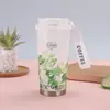 Serie de Tazas Térmicas de Lirio del Valle para Estudiantes Mujeres, Vasos Dobles de Aspecto Elegante para Beber, Tazas de Café, Vasos de Agua con Popote de Acero Inoxidable 316, Regalos