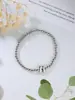 Pulsera de cuentas elástica con letra A pequeña brillante de globo 14k para niñas, pulsera de cuentas de cobre, nueva de otoño