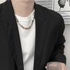 Collar de plata con cuentas rotas de ojo de tigre, estilo frío, para hombre y mujer, con diseño de nicho, cadena de clavícula de acero de titanio estilo hip-hop.