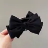 Presilha de Cabelo Preta com Laço para Mulheres, Grampo de Cabelo de Cetim de Luxo de Alta Qualidade, Presilha Grande para a Parte de Trás da Cabeça, Acessório de Cabelo