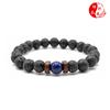 Pulsera explosiva transfronteriza directa de fábrica piedra flash natural piedra volcánica pulsera de piedra de hierro negro joyería al por mayor