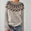 Deseo suéter de punto de moda con cuello redondo, bloques de color, corte holgado, estilo nuevo europeo y americano de Amazon, superventas para mujer