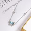 Collar de mariposa azul con diamantes y circonita azul para mujer, diseño de nicho de verano súper llamativo, cadena de clavícula francesa elegante de alta calidad