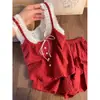 Pijama de Camisola Floral de Encaje Dulce y Festivo para Niñas, Nuevo Set de Ropa de Casa con Shorts Talla Grande Primavera 2026