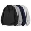 M-8XL2026 Nova Moletom Pesado Masculino de Outono Jaqueta Masculina com Zíper Parcial e Gola Polo
