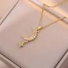 Collar Femenino Celebridad de Internet Estrella de TikTok Zircón Luna Elegante Estilo Japonés-Coreano Moda Diamante Completo Celebridad de Internet Sencilla Cadena Clavícula