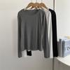 Camiseta Interior de Tencel Suave y Corto con Mangas Largas Otoño Nueva Ajustada con Efecto Adelgazante