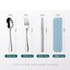 Set de Cubiertos Portátil de Acero Inoxidable con Tenedor, Cuchara y Palillos, Tres Piezas, con Caja de Almacenamiento Exterior Transfronteriza para Comer Una Persona