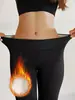 Pantalones de algodón cálidos con textura estilo europeo y americano para otoño e invierno, con forro de borrego, engrosados, de cintura alta, elásticos, adelgazantes, adecuados como prenda exterior y como leggings