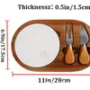 Tabla de Queso en Stock Forma Ovalada de Madera con Juego de Cuchillo y Tenedor Bandeja para Filete y Pizza Tabla de Cortar de Doble Cara
