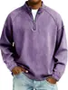 Amazon 2026 Novo Site Independente Transfronteiriço Masculino Tops Moda Retrô Manga Longa com Zíper Gola Alta Camiseta de Manga Longa
