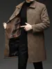 Chaqueta de Cuero Genuino para Hombre de Longitud Media con Solapa Acolchada de Terciopelo Grueso Chaqueta de Piel de Oveja con Forro Desmontable Abrigo de Terciopelo de Visón Ropa de Padre