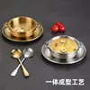 Creativo Bol de Acero Inoxidable para Postre con Doble Asa, Bol Dorado para Agua Azucarada, Bol para Hielo Raspado, Moderno Bol para Vino de Arroz