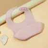 Baberos Ajustables para Niños, Bolsillos de Comida Tridimensionales de Color Sólido Extraíbles, Bolsillos Anti-Suciedad para Saliva, Baberos Impermeables para Bebé