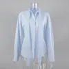 Camisa tie-dye feminina transfronteiriça, estilo europeu e americano, novo modelo outono e inverno 2026, blusa cardigã de fita, camisa feminina de algodão puro slim-fit para o trabalho