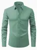 2026 Cross-Border Amazon Nova Camisa Masculina Manga Longa Lisa Slim Fit Tamanho Grande Moda Casual Cardigan Camisa para Homem