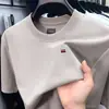 Camiseta Masculina de Manga Curta Cor Sólida Nova de Verão Gola Redonda Respirável Meia-Manga Fina Casual Moda Top Camiseta Roupa Masculina