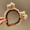 Faixa de cabeça fofa com orelhas de panda para lavar o rosto, faixa de cabeça de pelúcia de desenho animado com coroa alta para mulheres, faixa para maquiagem e lavar o cabelo, acessório de cabelo