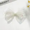Borla de Perla Iridiscente Red de Princesa Sirena Lazo de Malla DIY Accesorio para el Cabello de Niñas Decoración de Caja de Regalo Adorno de Muñeca Accesorios
