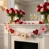 Exclusivo Transfronterizo Día de San Valentín Corazón de Fieltro Blanco Rojo Rosa Bandera de Tirar Banner de Amor Xoxo Decoración de Chimenea