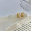 Exquisitos Aretes de Cuentas de Tres Capas Aretes Geométricos de Metal en Forma de C Aretes Pequeños de Diseño de Moda para Combinar con Todo Aretes para Combinar con Todo