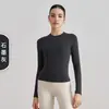 Ad42005 Camiseta de Fitness Floral con Descuento de Manga Larga Ajustada Capa Base Sensación de Segunda Piel Top Deportivo para Pilates para Mujer