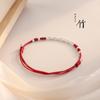 [Shore] Pulsera Trenzada Paso a Paso de Bambú de Plata 925 con Cuentas de Transferencia Ajustables Adorno de Mano Regalo para Mujeres