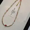 Pulsera de Perlas de Agua Dulce Multicolor Piedra Natural Verano Collar Dopamina Temperamento Celebridad Cibernética Piedra Shoushan Ágata Cadena para Clavícula