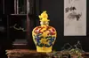 Jarro de Vinho Cerâmico Jingdezhen 5kg 5L Caixa de Couro Amarelo Imperial Caixa de Presente Vazio Licor JiuLong Jogue Pera Torneira de Pérola Jarro
