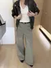 ICCIICC Treze Linhas Calças Pantalona Minimalistas de Alta Qualidade para Mulheres, Calças Casuais Soltas Emagrecedoras, Novo Estilo Outono 2060