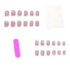 Modelo de Comercio Exterior Más Vendido: 24 Piezas de Uñas Postizas Color Pasta de Frijol con Diseños de Contraste Platino, Uñas Cuadradas Cortas Postizas de Lujo y Gama Alta al por Mayor