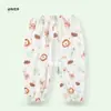 Calça Infantil com Abertura Inferior, Calça Anti-Mosquito para Bebê, Calça de Algodão Puro Classe A de Nove Pontos para Meninas e Meninos, Calça Cruzada Fina de Verão
