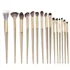 Mingxizhi - Juego de 15 pinceles de maquillaje para sombras de ojos, resaltadores, para principiantes, súper suaves, no comen polvos, transfronterizos