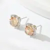 Pendientes de Botón de Trébol de Cuatro Hojas de Lujo Nicho Aleación de Cobre Circonita Micro-engastada Aguja de Plata S925 Pendientes Huecos Nuevos Accesorios para Pendientes