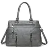 Bolsa de ombro multi-bolsos para comércio exterior transfronteiriço, bolsa de mão grande de couro macio lavado vintage, bolsa transversal crossbody transfronteiriça atacado