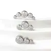 Pendientes de Hueso de Oreja de Titanio F136 Curvos de Cinco Eslabones Incrustados con Zirconia Clavos para Hueso de Oreja G23 Aleación de Titanio Joyería para Piercings Pendientes para Labio