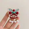 Horquilla de Estilo Antiguo del Fabricante Accesorios para el Cabello Despertar del León Borla Horquilla de Año Nuevo Parte Posterior de la Cabeza Accesorios de la Dinastía Han Rojo Lindo Saludos de Año Nuevo