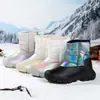 Botas de nieve para niños de invierno, estilo Noreste, impermeables, antideslizantes, cálidas, engrosadas, reflectantes, de caña alta, zapatos grandes de algodón, para niñas en invierno, multicolor