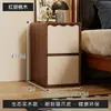 Mesita de Noche de Madera Maciza Pequeño Gabinete de Almacenamiento para Dormitorio del Hogar, Estilo Madera Natural Crema, Gabinete de Almacenamiento para Espacios Estrechos Ultra-Estrechos de 20 cm