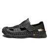 Sandalias de Playa de Verano para Hombre de Gran Tamaño Transfronterizas, Sandalias Casuales de Cuero de Vaca de Capa Superior Cosidas para Vadear, Sandalias de Punta Cerrada para Hombre