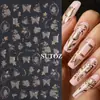 Pegatinas Transfronterizas para Uñas Nuevas Estampado en Caliente Hoja de Arce Francesa Mariposa Flor Brillo Plata Pegatina Adhesiva para Uñas Uña