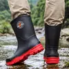Botas de Chuva Transfronteiriças Masculinas de Cano Médio Estilo Novo Casual Masculino Solado Grosso Adulto Impermeável Sapatos de Borracha Resistentes ao Desgaste Antiderrapantes Sapatos Aquáticos