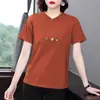 2026 Verão Nova Camiseta Feminina de Manga Curta Moda Tamanho Grande Solta Casual Versátil Gola Redonda Pulôver Top